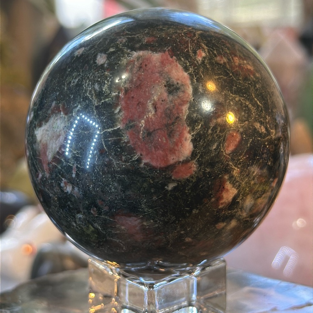Rhodonite Crystal Sphere!